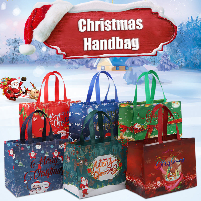 12 Pack Christmas Gift Bags Large Reusable Christmas Tote Bags, Non-Woven Christmas Bags for New Year's Shopping, Christmas Surprise, Xmas Party Supplies