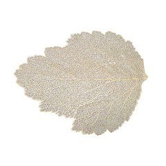 Leaves Placemats Set of 6, 15 Inch Metallic Vinyl Christmas Festival Lunch Mats Leaf Holiday Party Restaurant Home Table Decoration, Gold