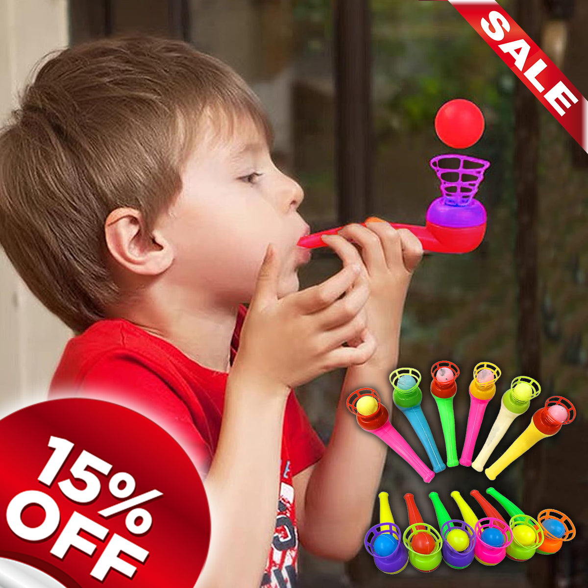 30PCS Ball Blowing Toy Floating Blow Pipe Balls for Kids Boys Girls Toys Blowing Ball Party