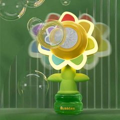 Bubble Machine Toy Electric Automatic Sunflower Shaking Head Adjustment Light Dancing One Key Bubble Maker Toy For Kids