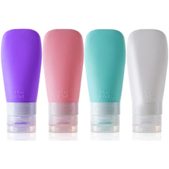 Leak Proof Travel Bottles, TSA Approved Silicone Squeezable Shampoo Refillable Toiletry Cosmetic Container, 2oz Portable