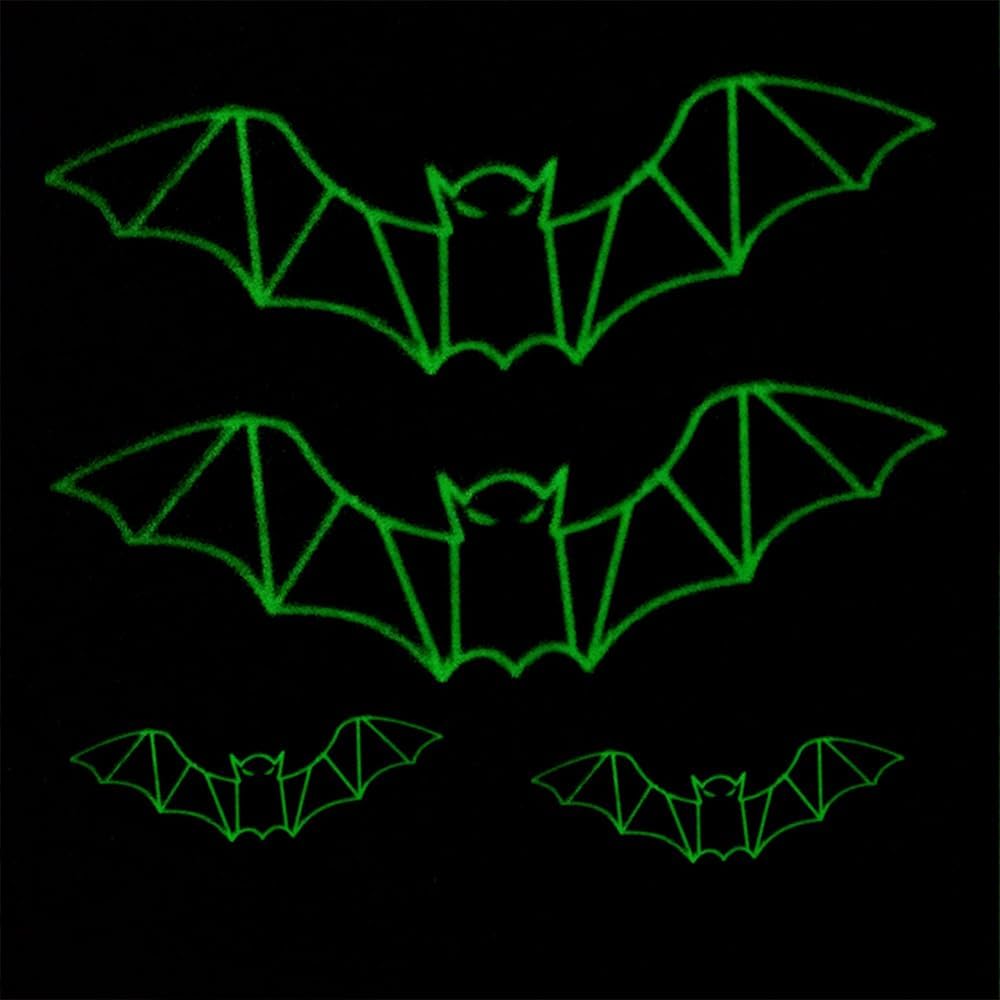 Halloween Bat Decorations - 24PCS Green Glowing Bats, DIY Window Wall Stickers, Reusable PVC 3D Bats Stickers for Bathroom Indoor Hallowmas Party Supplies