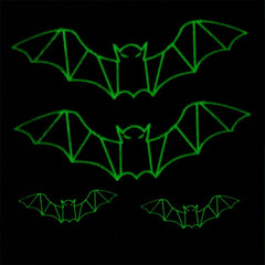 Halloween Bat Decorations - 24PCS Green Glowing Bats, DIY Window Wall Stickers, Reusable PVC 3D Bats Stickers for Bathroom Indoor Hallowmas Party Supplies