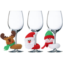 Christmas Table Decoration Snowman Reindeer Santa Claus Wine Glass Foot Cover Wine Glass Sleeve Christmas Decorations for Christmas New Year Party Dinner (no Wine Glass)(Santa Claus)