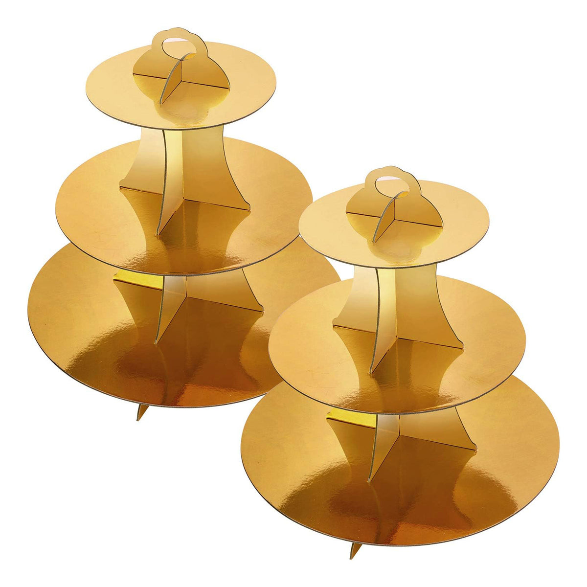 2 Set Gold 3-Tier Round Cardboard Cupcake Stand for 24 Cupcakes Perfect for Birthday Baby Bridal Shower Party Supplies