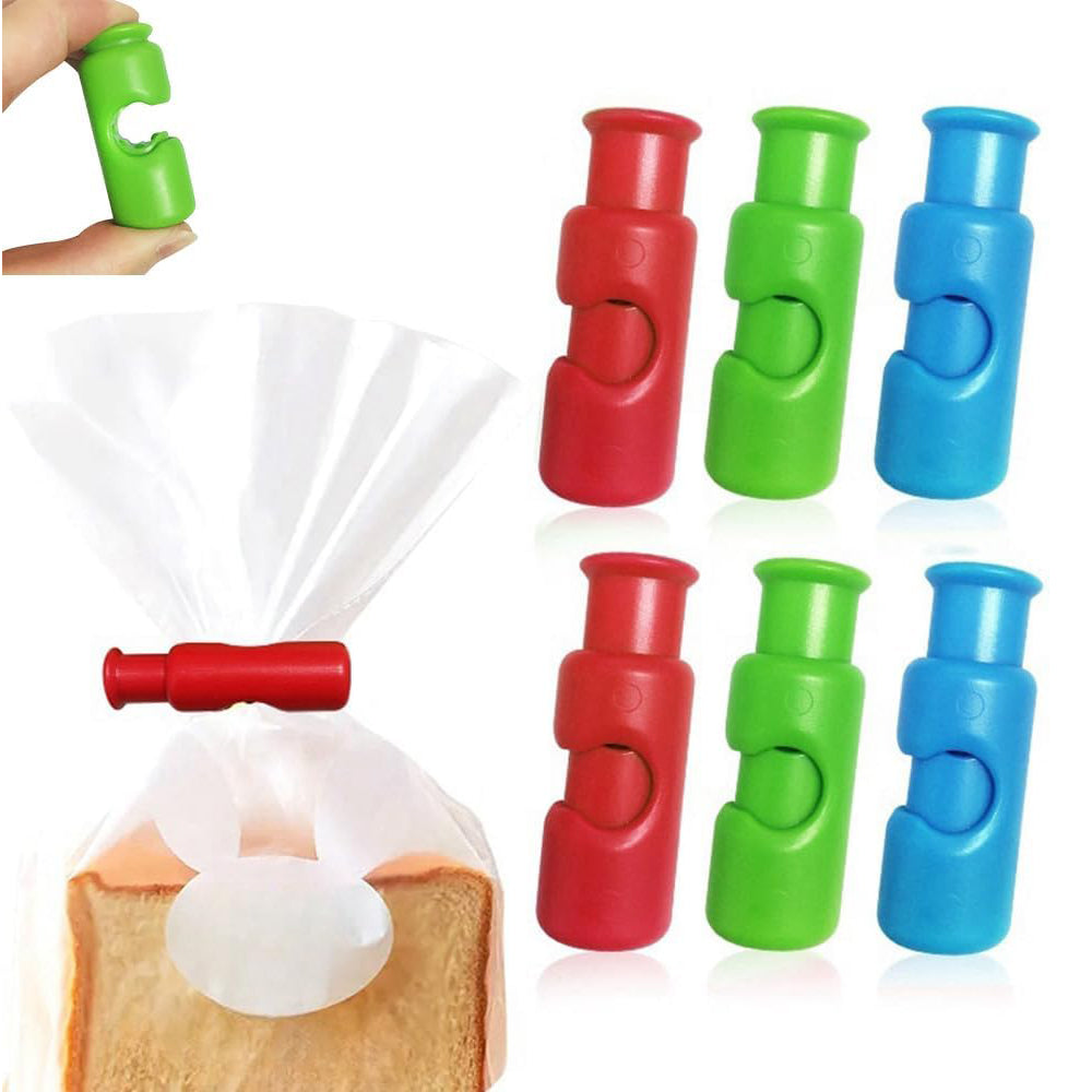 6PCS Bag Clips - Snack Bread Sealing Clip, Food Clips for Bags, Bread Clips, Squeeze and Lock Bread Bag Clips for Food Storage,Reusable Bread Clips,Easy to Use with Bread Bag Closures