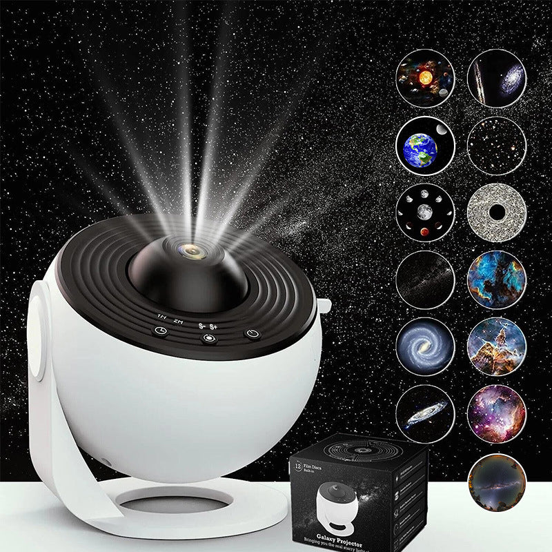 Galaxy Projector for Bedroom, HD Image Star Projector Galaxy Light Adjustable Knob, 13 Film Discs Planetarium Projector for Kids, 360° Rotating 1/2h Timer Simple 3-Button Control