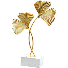 Metal Ginkgo Leaf Ornaments, Gold Ginkgo Leaf Desktop Decoration Sculpture, Modern Creative Home Décor Accents Statue for Office, Bedroom, Bookshelf