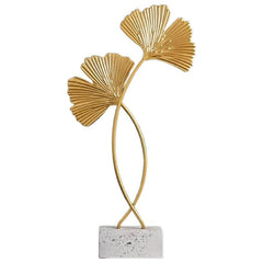 Golden Ginkgo Leaves Figurines Statue,Leaf Shape Sculpture Desktop Decor Nordic Office Living Room Ornaments Home Decoration