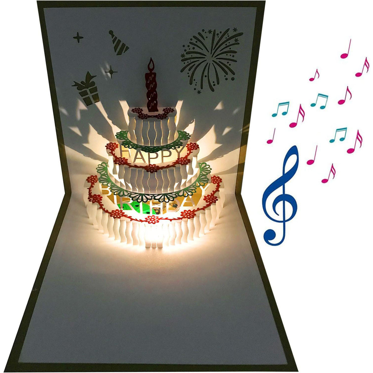 3D Pop Up Birthday Cards,Warming LED Light Birthday Cake Music Happy Birthday Card Postcards Pop Up Greeting Cards Happy Birthday Cards Best for Mom,Wife,Sister,Boy,Girl,Friends 1 Pack 3 pcs