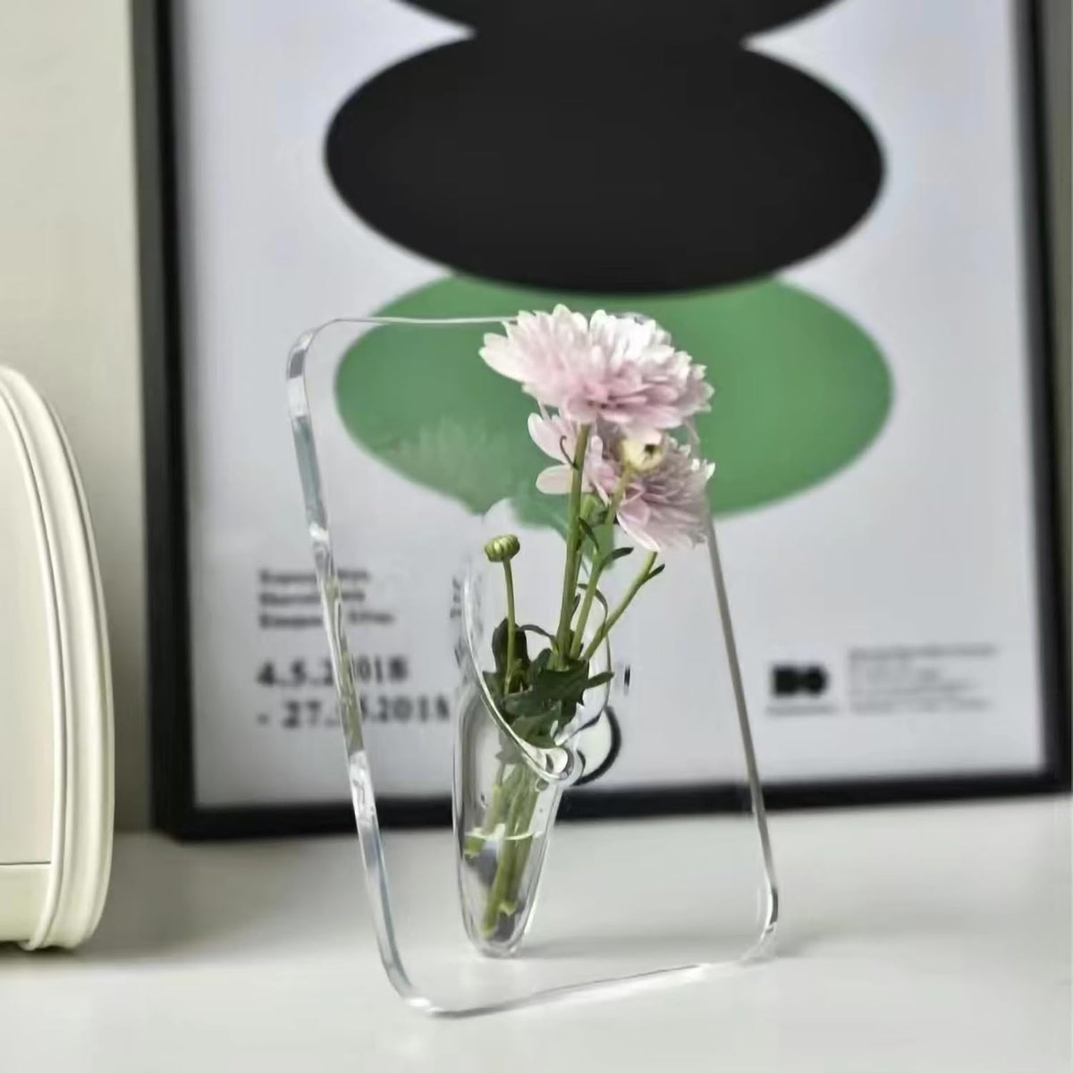 Frame Flower Vase - Clear Acrylic Vases for Flowers, Modern Art Vases for Home Decor, Unique Decorative Vases for Desktops Bookshelf Bedroom Living Room Wedding House Warming Gifts