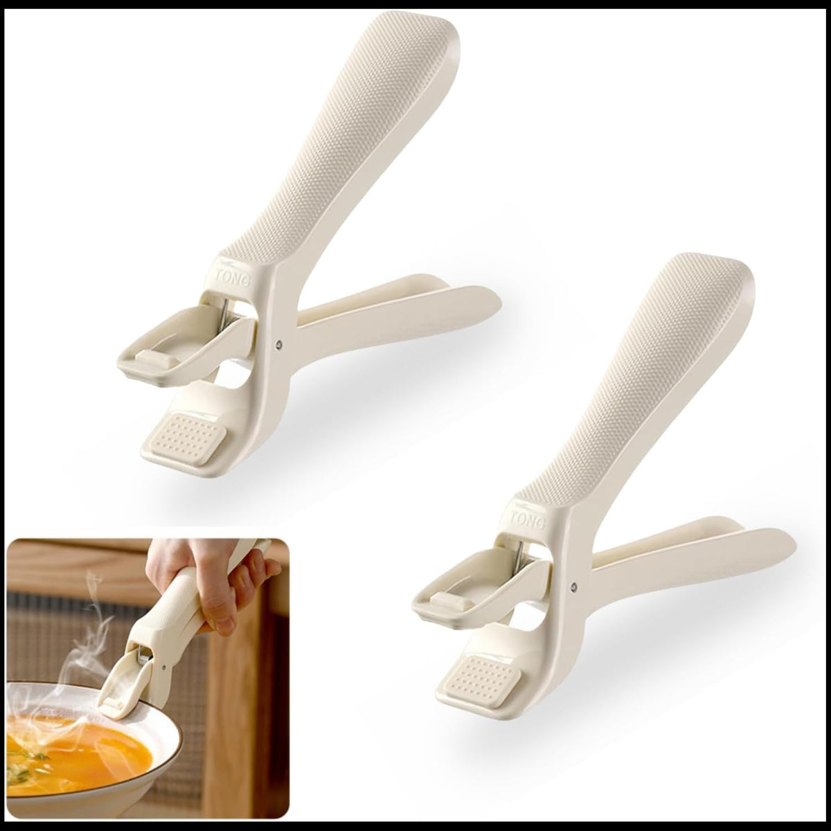 2 PCS Hot Plate Gripper Tongs Anti-Scalding Kitchen Tongs Dish Plate Gripper Plate Clip Bowl Clip for Safely Handling Hot Plates, Bowls, Pizza Pans, Air Fryers, and Microwave Oven Dishes