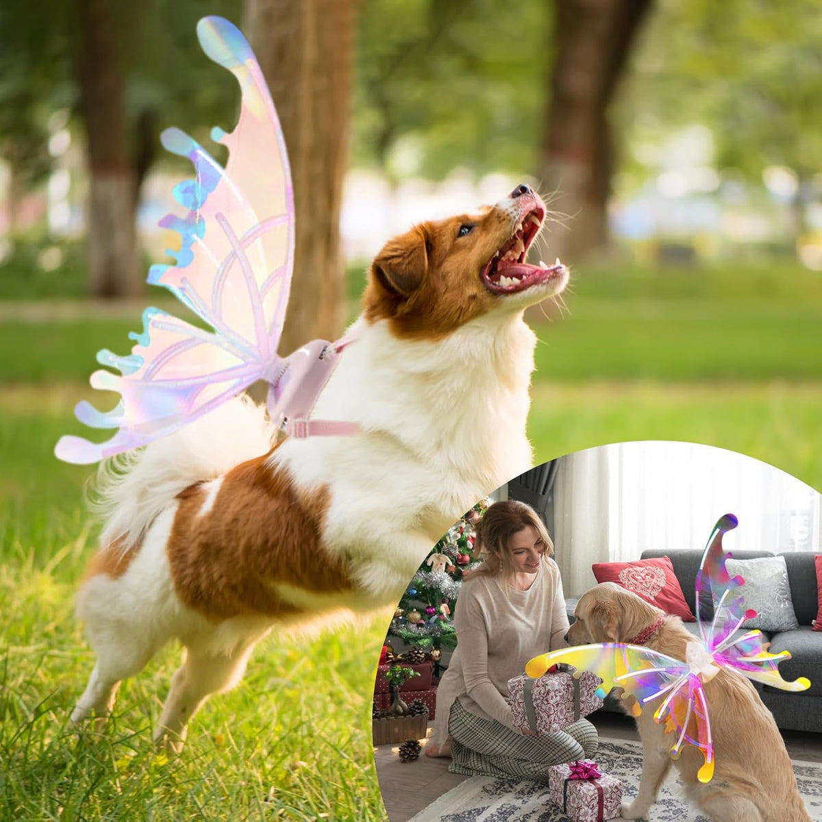 LED Butterfly Wings for Girls Women Dog, Pet Glowing Wings with LED Lights and Music, Light up Wings Adult Costume Wings for Halloween Princess Disguise Party