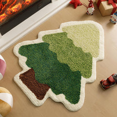 Christmas Tree Tufted Rug Light Green 30 x 35 Inches