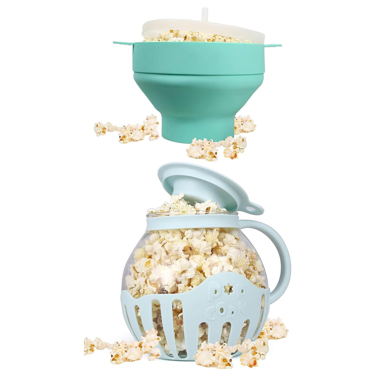 Glass Microwave Popcorn Popper & Silicone Popcorn Maker.