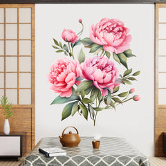 Watercolor Peony flower wall stickers Room bedroom background wall decorations hallway self-adhesive wall stickers