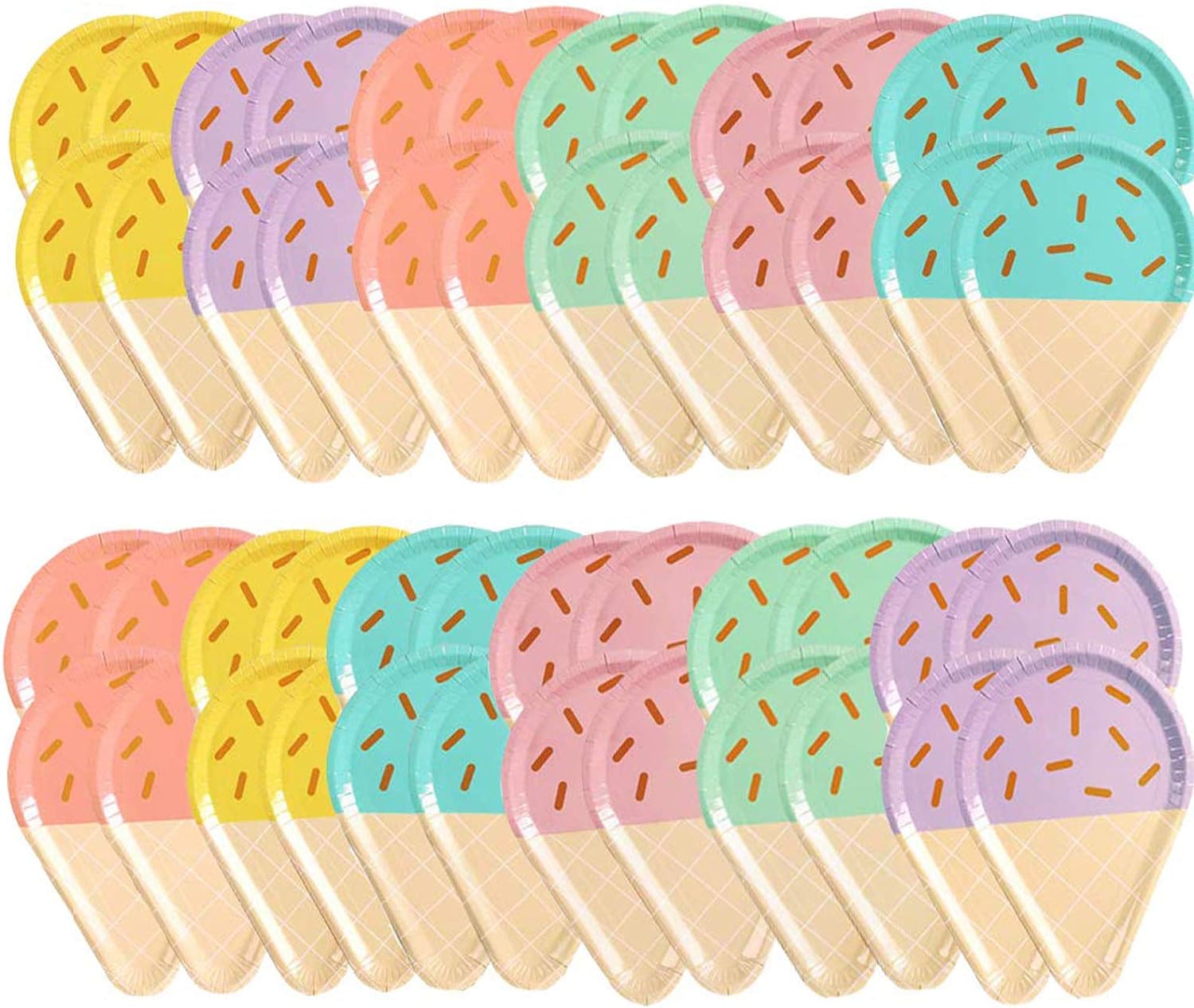 48 Pcs Ice Cream Party Plates, 10'' Disposable Paper Plates, Cute Sundae Party Supplies for Kids Boys Girls Toddlers, Birthday Baby Shower Decorations