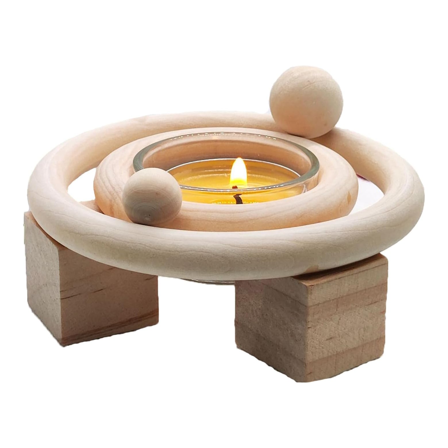 Wooden Planet Candle Holder, Tea Light Candle Holder, Round Candle Holder for Home Decor