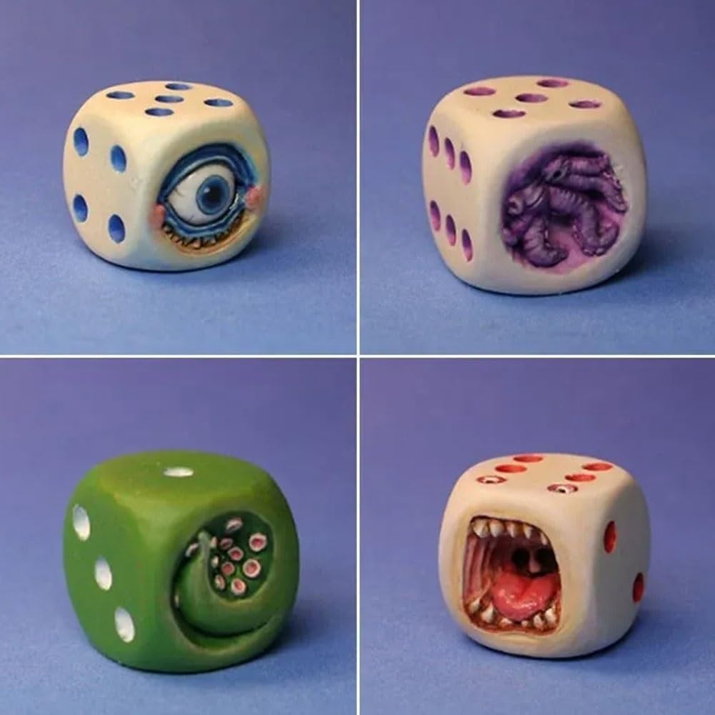 5pcs Ugly Monster Dice, Monster Resin Dice Set for Cocktails Party, Monster Movies Decorative Dicelings, Role Playing Dice, Funny Monster Face Dice Ornaments