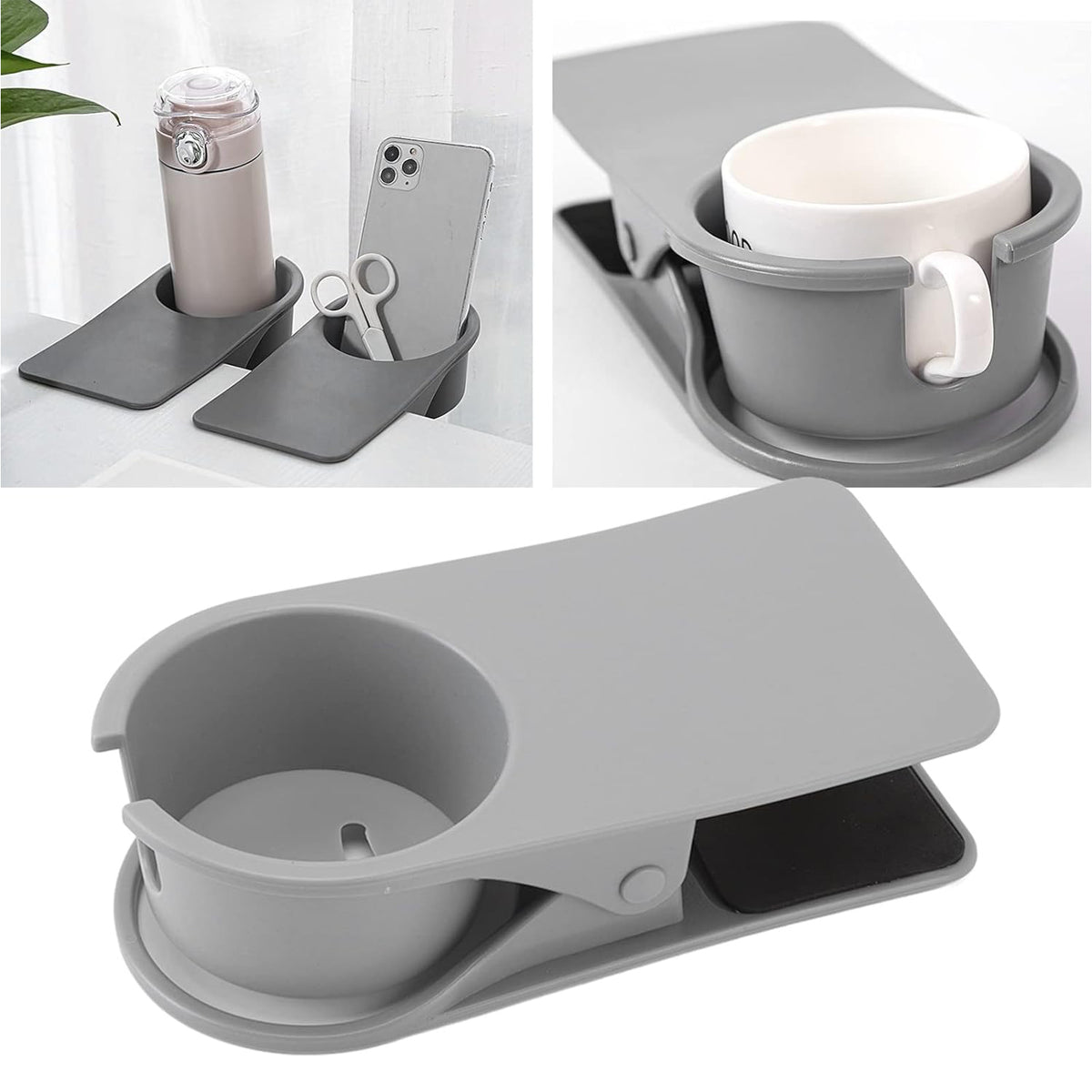 Versatile Desk and Table Cup Holder Clamp with Anti-Spill Design and Improved Features