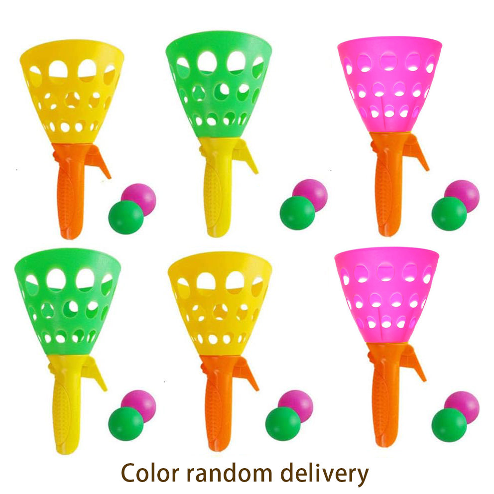 1 Set 6PCS Bouncy Ball Launch Catch Balls Game Kids Outdoor Game Children Toy Throw Catch Ball Toy Outdoor Launch Catch Ball Kids Outdoor Toy Ball Throw Catch Toy Mixed Color