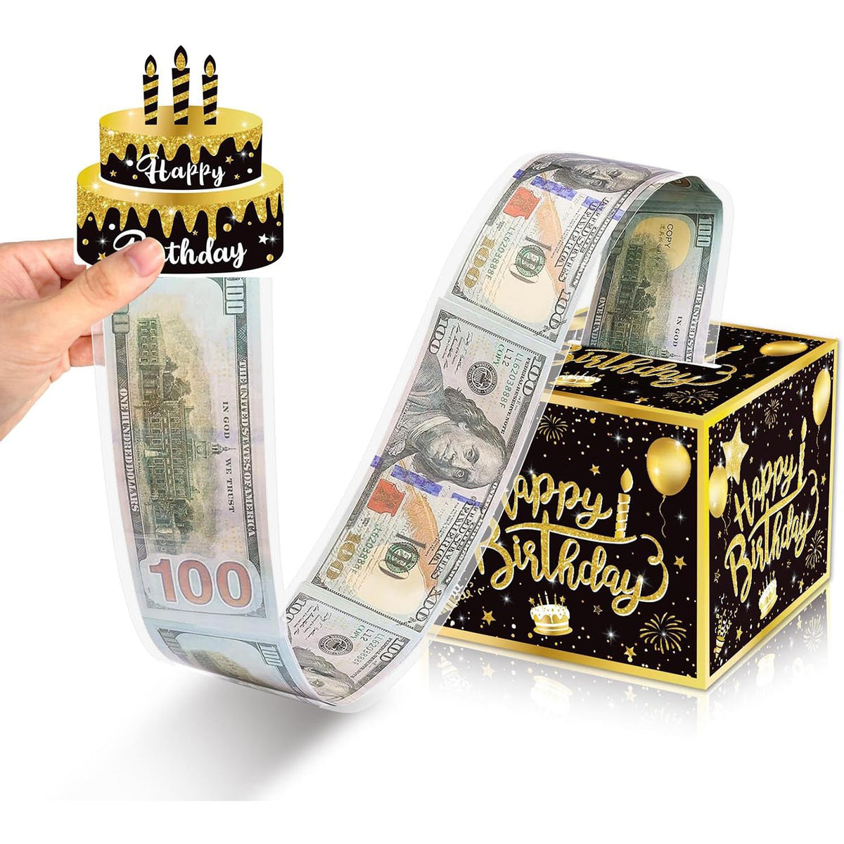 Money Box with Pull Out Birthday Card and Bags - A Fun Way to Gift Cash for Birthdays