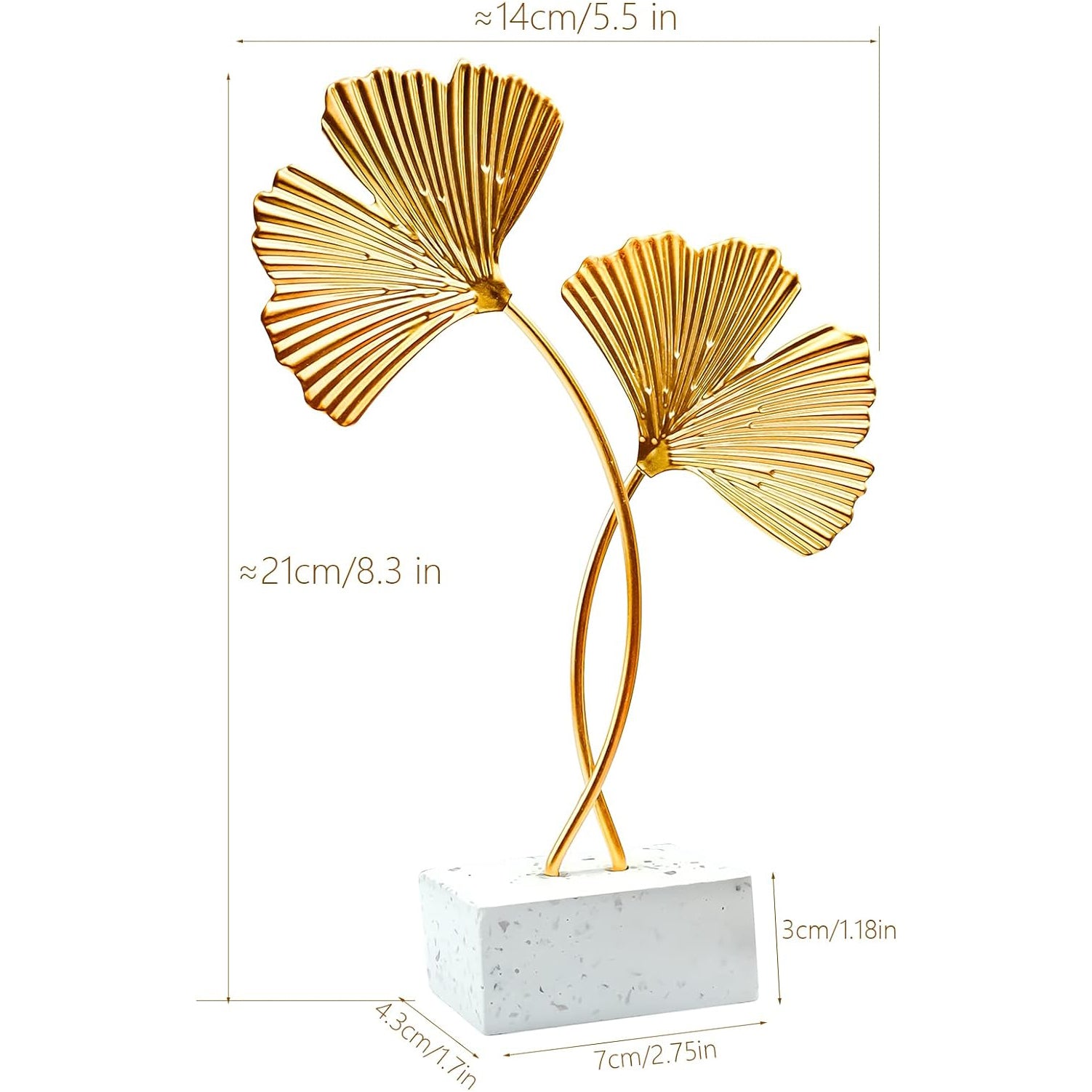 Metal Ginkgo Leaf Ornaments, Gold Ginkgo Leaf Desktop Decoration Sculpture, Modern Creative Home Décor Accents Statue for Office, Bedroom, Bookshelf