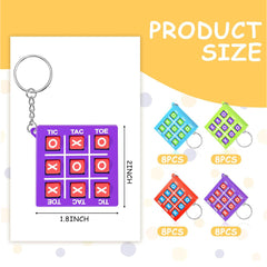 8 Pcs Tic Tac Toe Keychain for Kids Ages 8-12 Party Favors Plastic Keyholders for Mini Backpack Clip Birthday Party (mix color )