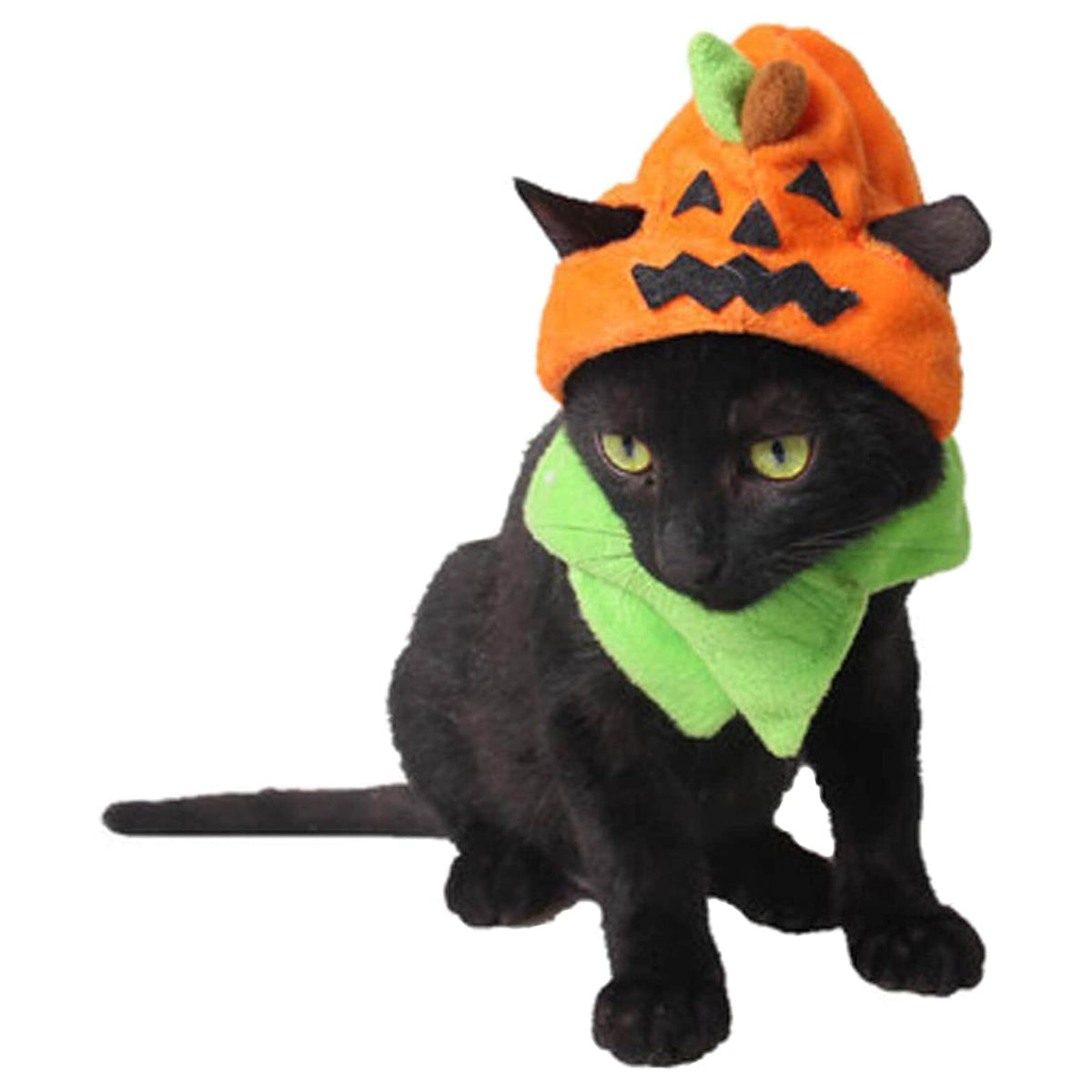 Halloween Pumpkin Cat Hat Cat Cosplay Costume Cap Kitty Cat Collar Costume