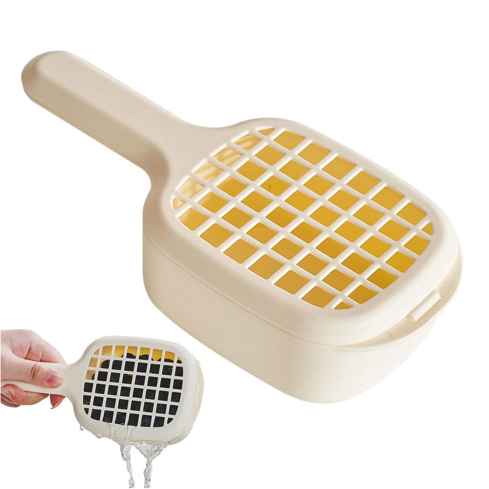 Fruit Strainer Kitchen | Basket Drainage Kitchen | Basket Fruit Colander | Handy Colander - Efficient Kitchen Drainage Basket for Washing Blueberries, Small Tomatoes, Grapes, Light Yellow