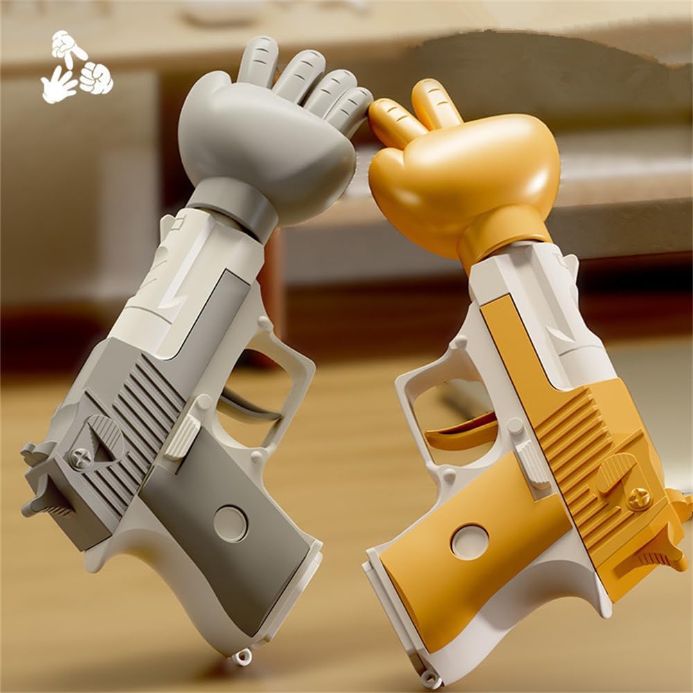 Rock Paper Scissors Toy Gun,Finger Guessing Game Toy Entertainment Interactive Toy for Adults Kids Family Party (red + Gray)