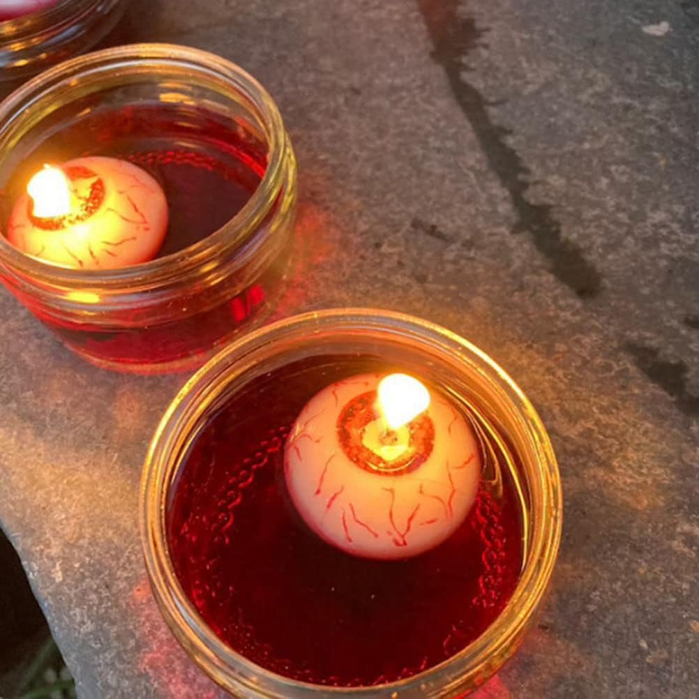 3 Pack Halloween Candles Decor, Halloween Round Eyeball Burning Candle Scary Eyeball Floating Eyeball Candles Halloween Party Decorations Table Candles Halloween Decor