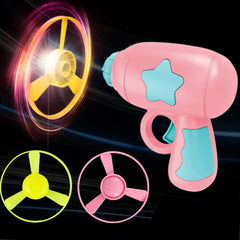 Disc Launcher Toys, 4 Flying Saucer 1 Luminous Flying Disc Aerial Flying Toy Sky Spin Flying Aerial Disc Spinning for Kids Early Development 1 luminous Gyro for Children Party Outdoor and Indoor