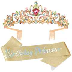 Birthday Girl Tiara, Crown for Girls, Princess Crown with Birthday Sash, Birthday Girl Headband, Birthday Crowns Tiara for Women, Happy Birthday Decorations Party Supplies Gifts