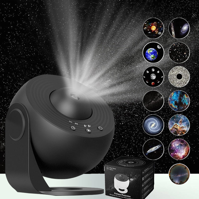 Galaxy Projector for Bedroom, HD Image Star Projector Galaxy Light Adjustable Knob, 13 Film Discs Planetarium Projector for Kids, 360° Rotating 1/2h Timer Simple 3-Button Control