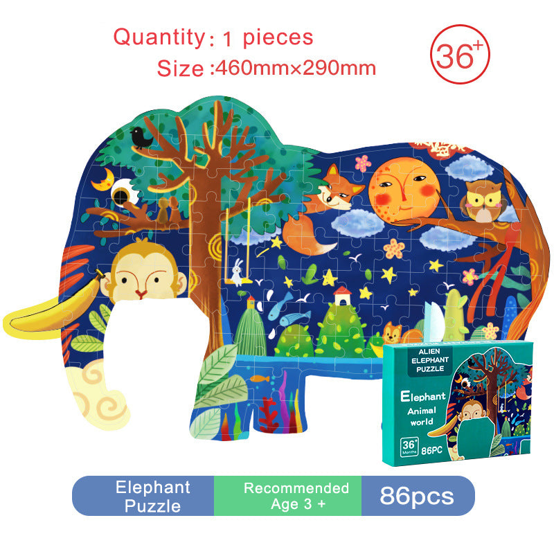 Floor Puzzle Suitable for Children Aged 3-10, Unique Large Irregular Animal Shaped Art Puzzle Suitable for Boys and Girls 71 Pieces Toys As Gifts for Children (Tyrannosaurus Rex)