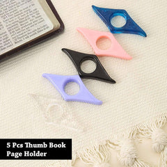 Book Page Holder for Reading, 5 Pcs Cute Acrylic Thumb Book Holder, Thumb Ring Book Accessories for Read