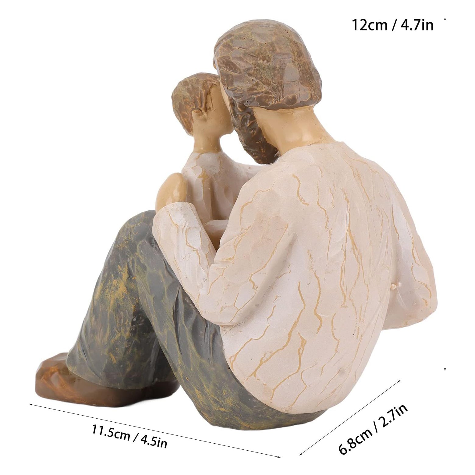 Father and Son Statue, Lifelike Appearance Family Figurine Exquisite Craftsmanship Father and Child Figurine Sturdy Resin Material Hand Painted and Sculpted Figurine