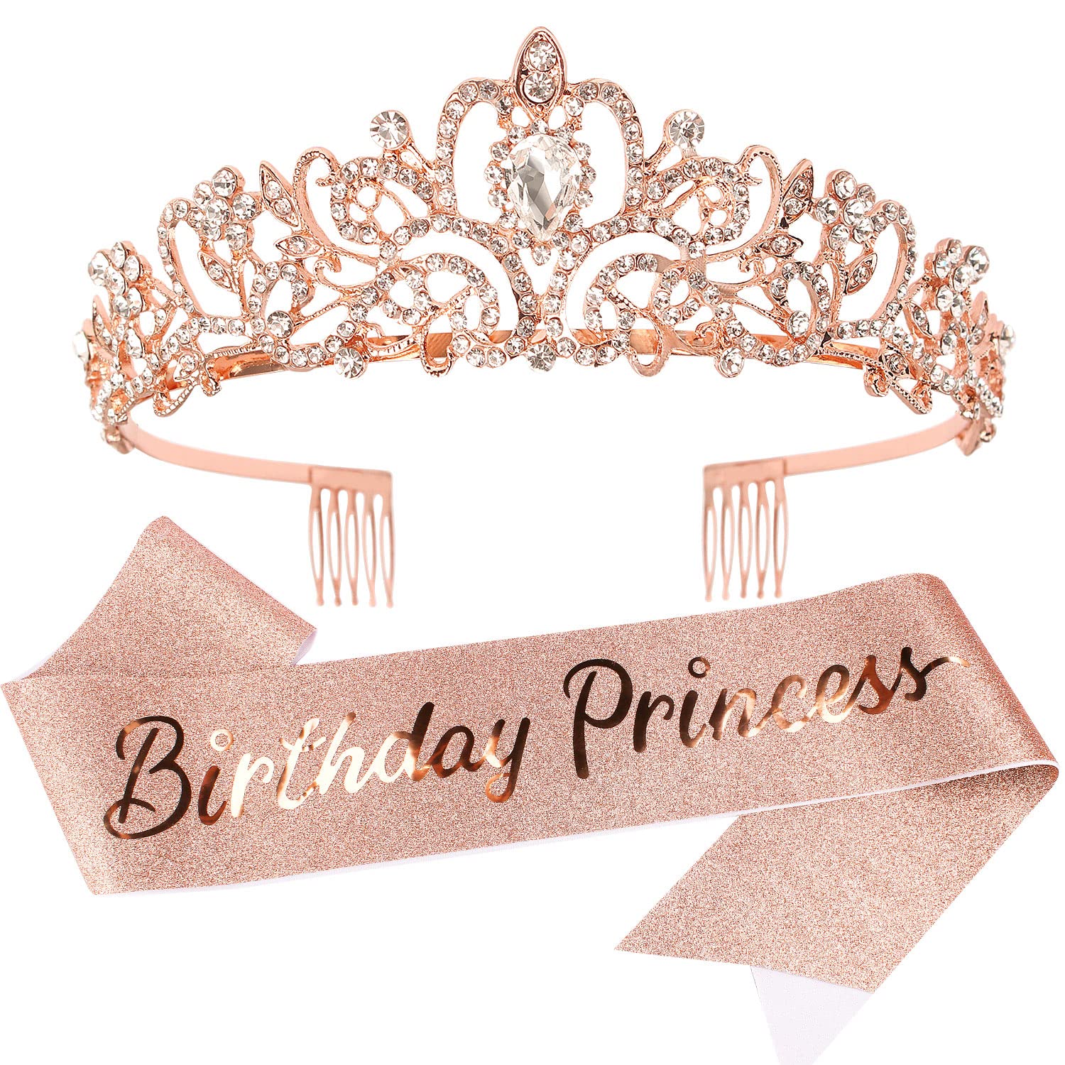 Birthday Girl Tiara, Crown for Girls, Princess Crown with Birthday Sash, Birthday Girl Headband, Birthday Crowns Tiara for Women, Happy Birthday Decorations Party Supplies Gifts