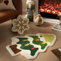 Christmas Tree Tufted Rug Light Green 30 x 35 Inches