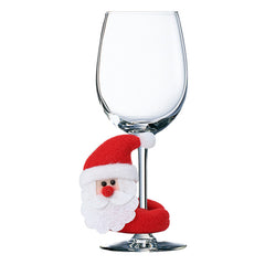 Christmas Table Decoration Snowman Reindeer Santa Claus Wine Glass Foot Cover Wine Glass Sleeve Christmas Decorations for Christmas New Year Party Dinner (no Wine Glass)(Santa Claus)