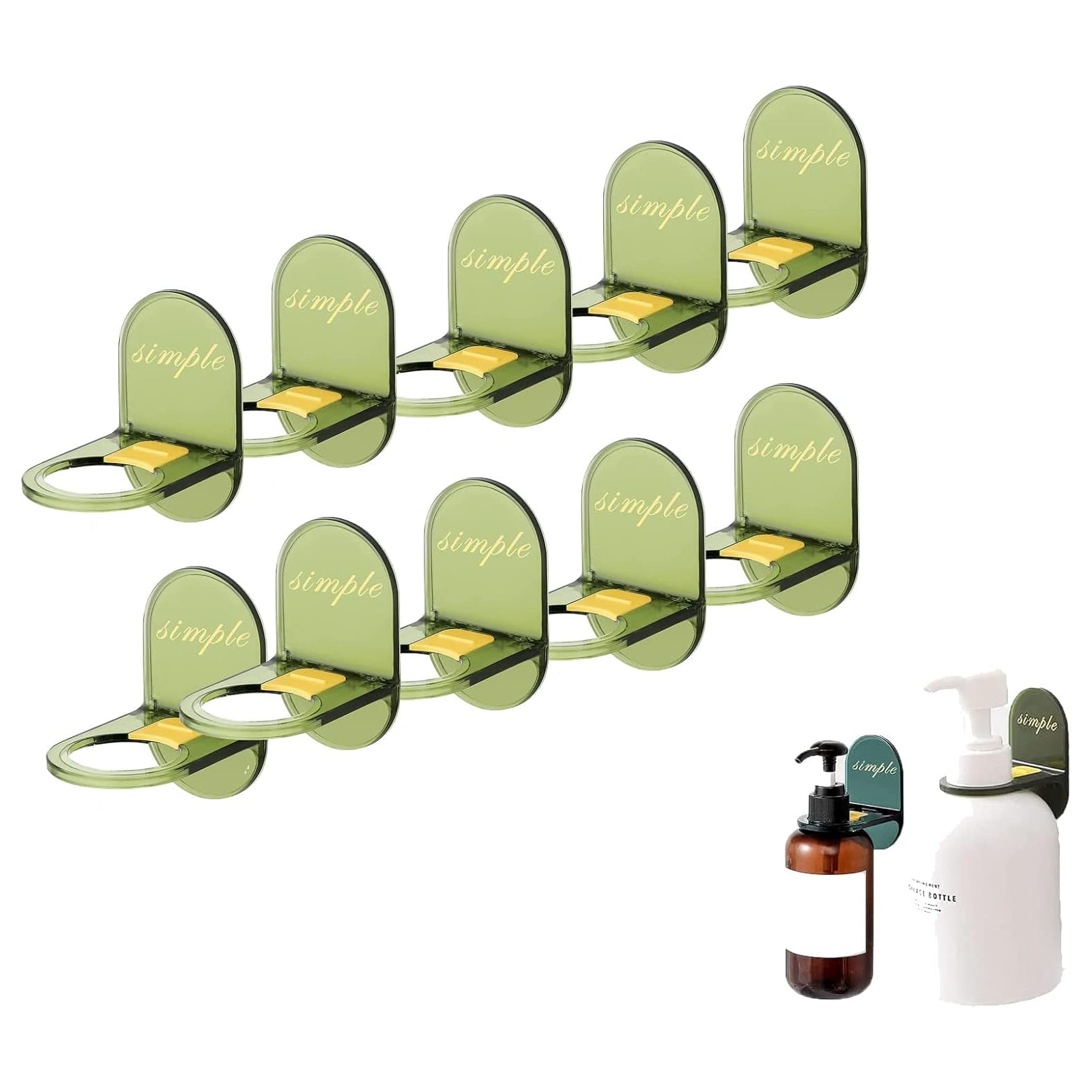 10 Pcs 2024 Upgrade Punch Free Shower Gel Shelf , Self Adhesive Wall Mounted Shower Gel Holder, Multifunctional Adjustable Bathroom Storage Rack, for Home Indoor Wall Kitchen Bathroom Toilet