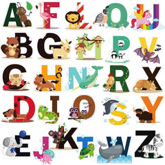 Animal Alphabet Kids Wall Decals - Peel & Stick Educational Baby Stickers for Playroom, Classroom Decoration