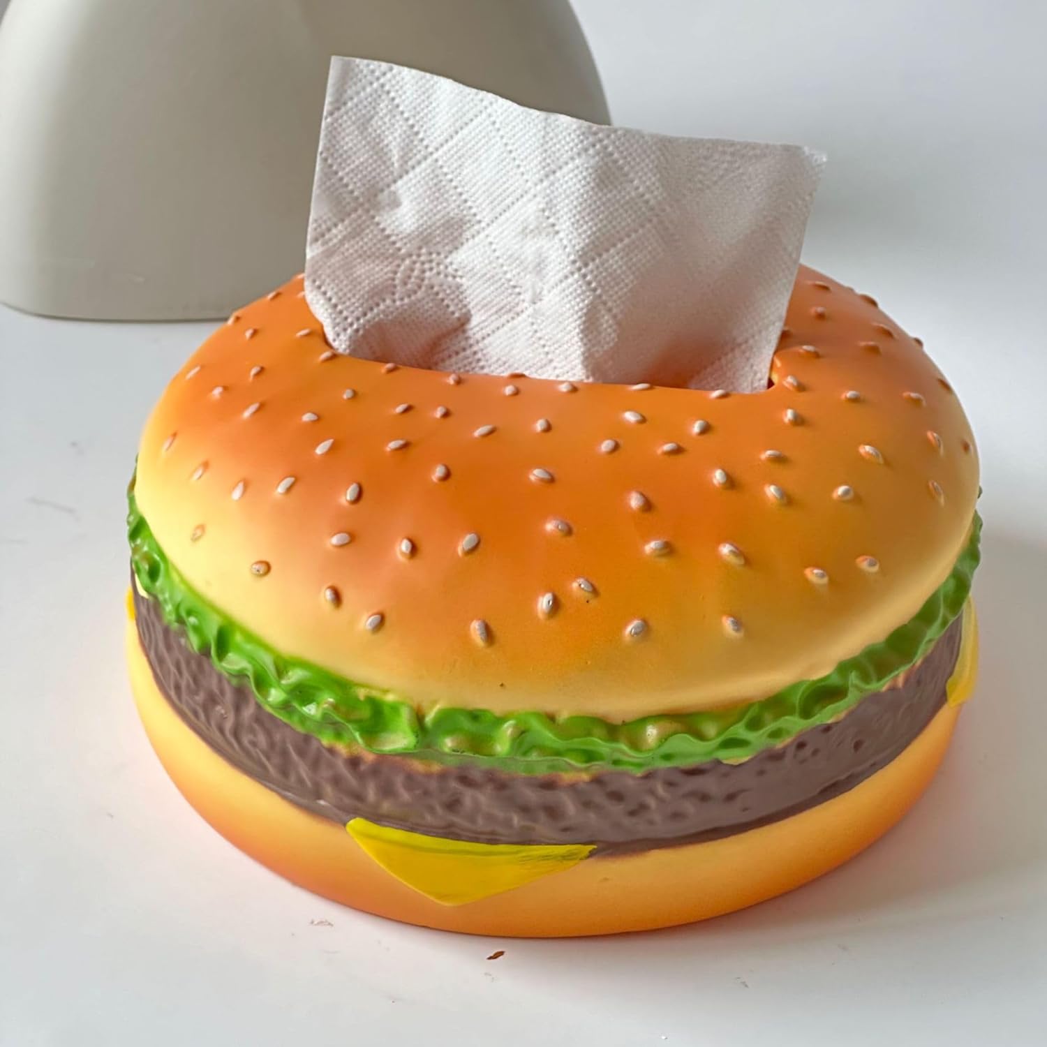 Creative Cartoon Hamburger Tissue Box, Fun Tabletop Decor, Household Tissue Holder