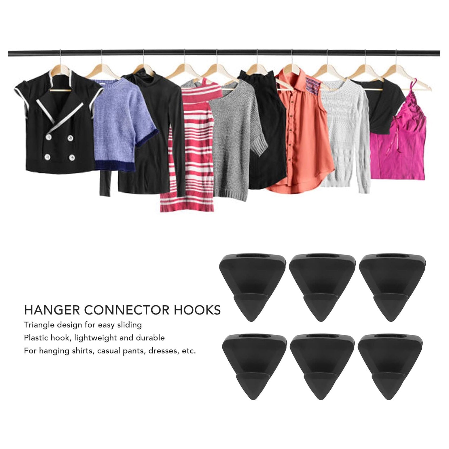 18Pcs Triangular Hanger Extender Clothe Outfit Plastic Triangular Hook Clothes Hanger Extender for Clothes