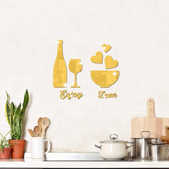 Glass love cup mirror sticker decoration  acrylic wall sticker restaurant background sticker