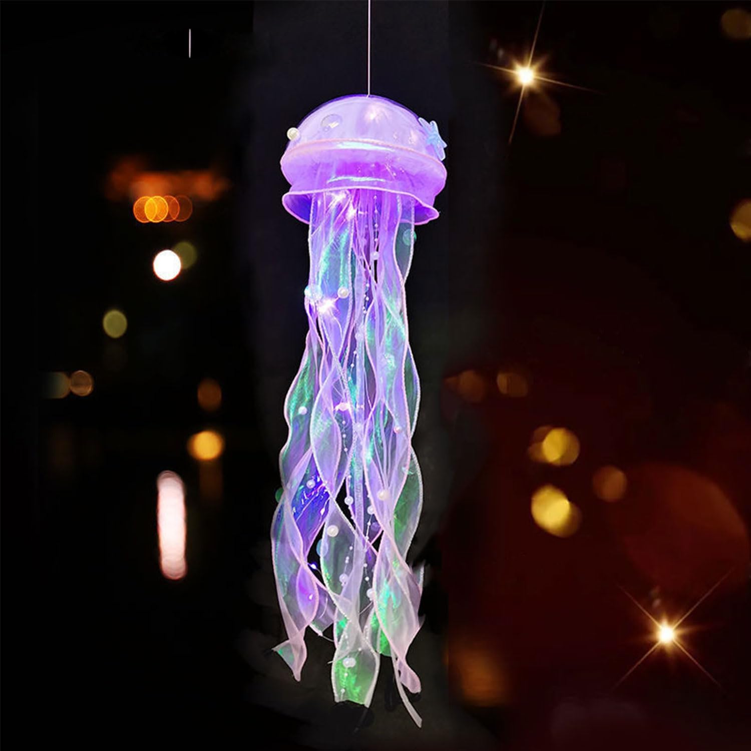 Jellyfish Lamp Led Lantern Decorations for Nursery Birthday Gift | Ocean Theme Décor | Purple Hanging Jelly Fish Light for Bedroom Little Mermaid Birthday Party Baby Shower