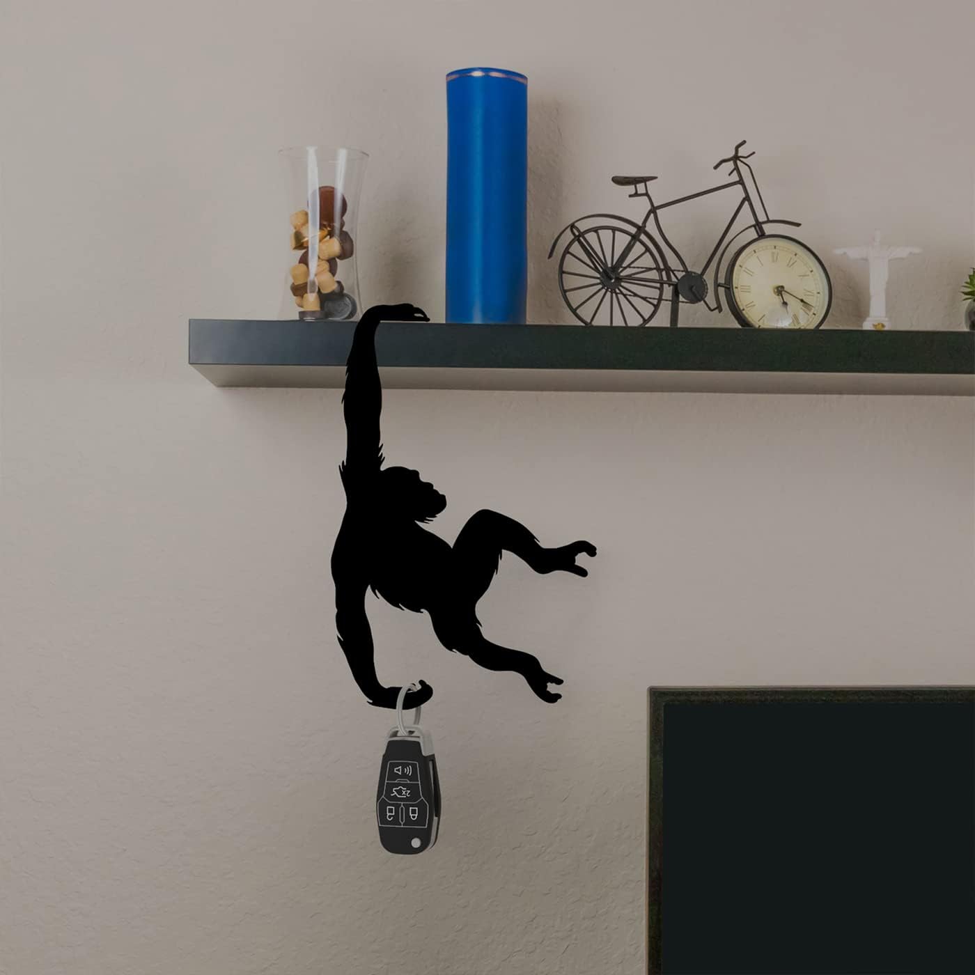 Unique Banana Holder Balance Hook - Magic Hook for Hanging Plants Jackets Keys or Stylish Purse Hanger - Perfect for Kitchen Dorm Room Bedroom and Entryway for Home or Office (Chimp)