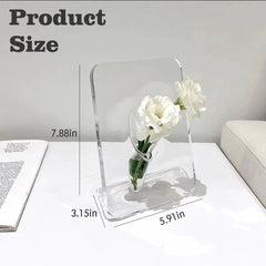 Frame Flower Vase - Clear Acrylic Vases for Flowers, Modern Art Vases for Home Decor, Unique Decorative Vases for Desktops Bookshelf Bedroom Living Room Wedding House Warming Gifts