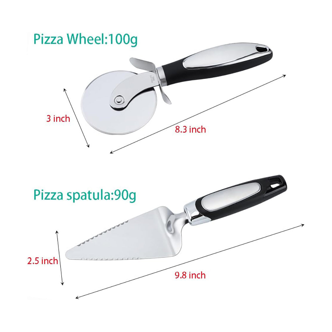 Single-wheel Pizza Knife and Spatula Set,Classic Pizza Wheel, Stainless Steel Pizza Knife, Roller Knife,Stainless Steel Pizza Pie Cake Server Pie Cake Serving Set, (spatula+wheel)